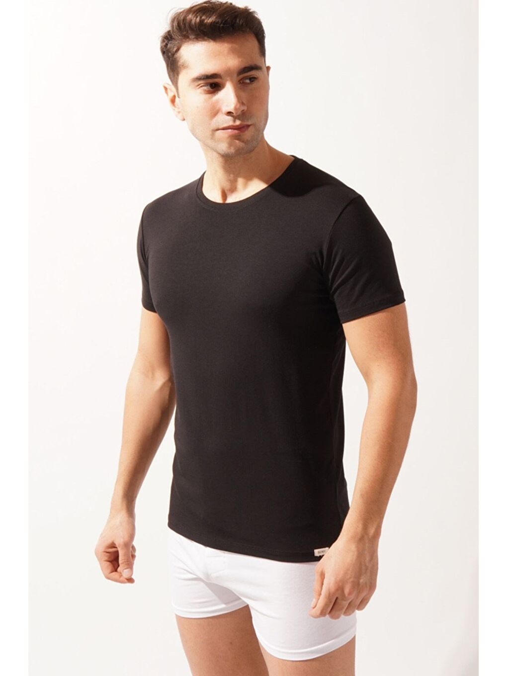 Siyah O Yaka Basic Modal Erkek Atlet