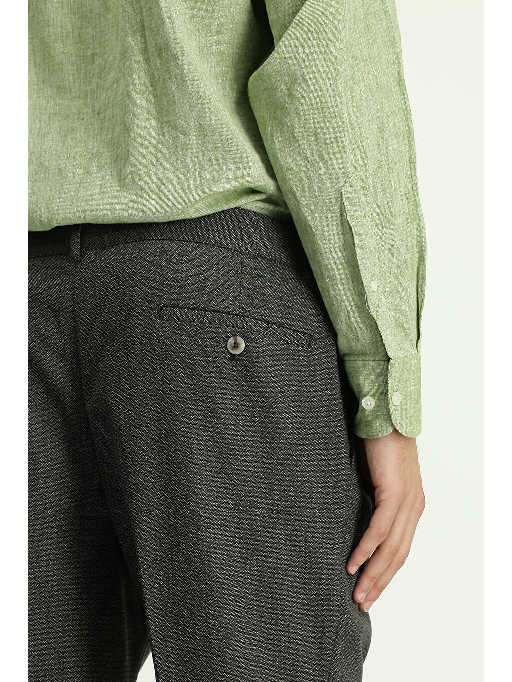Haki Super Slim Fit Ekstra Dar Kesim Beli Lastikli Elastanlı Klasik Kumaş Pantolon-4