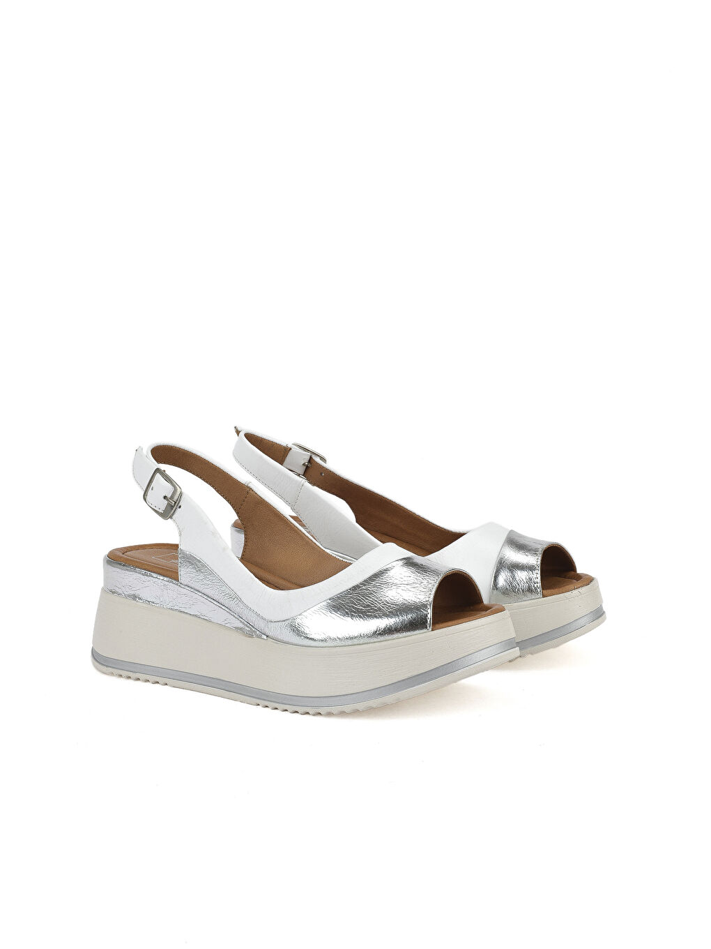 Kadın Hakiki Deri Dolgu Topuk Sandalet 151992Z50020 Beyaz-1