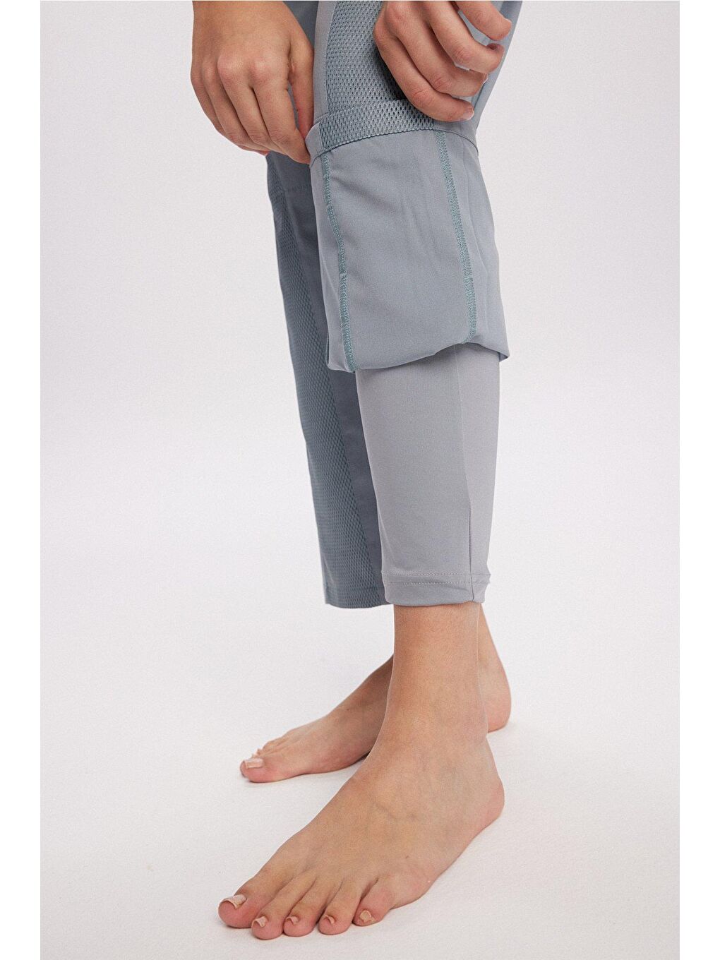 Turkuaz File Detaylı Açık Mavi 5 Parça Tam Tesettür Mayo Takımı 2853-3