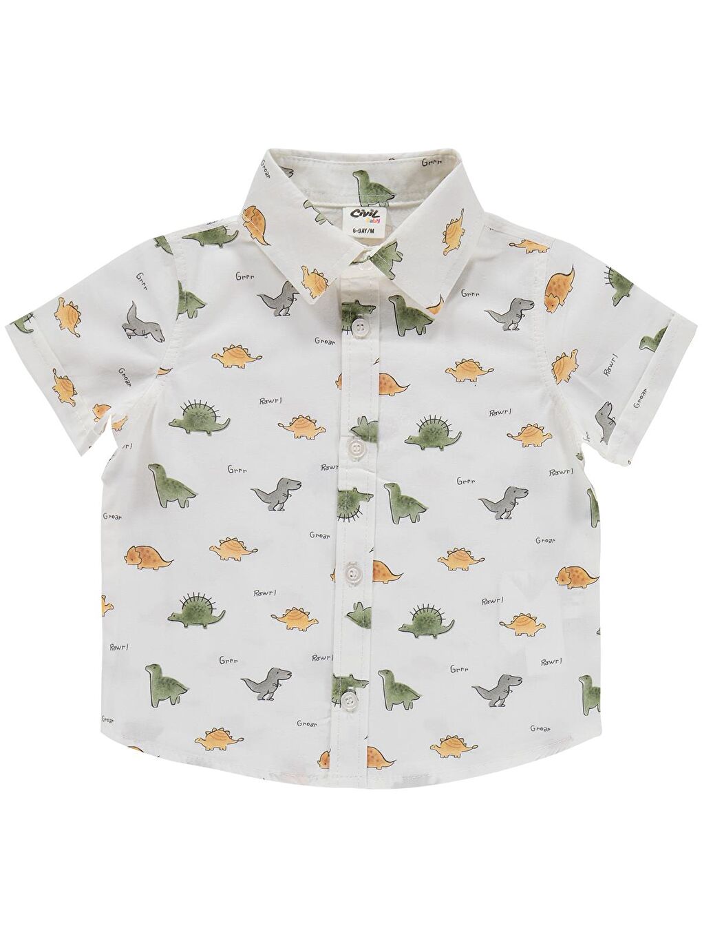 Baby Dinozor Baskılı 6-18 Ay Takım - Haki-1