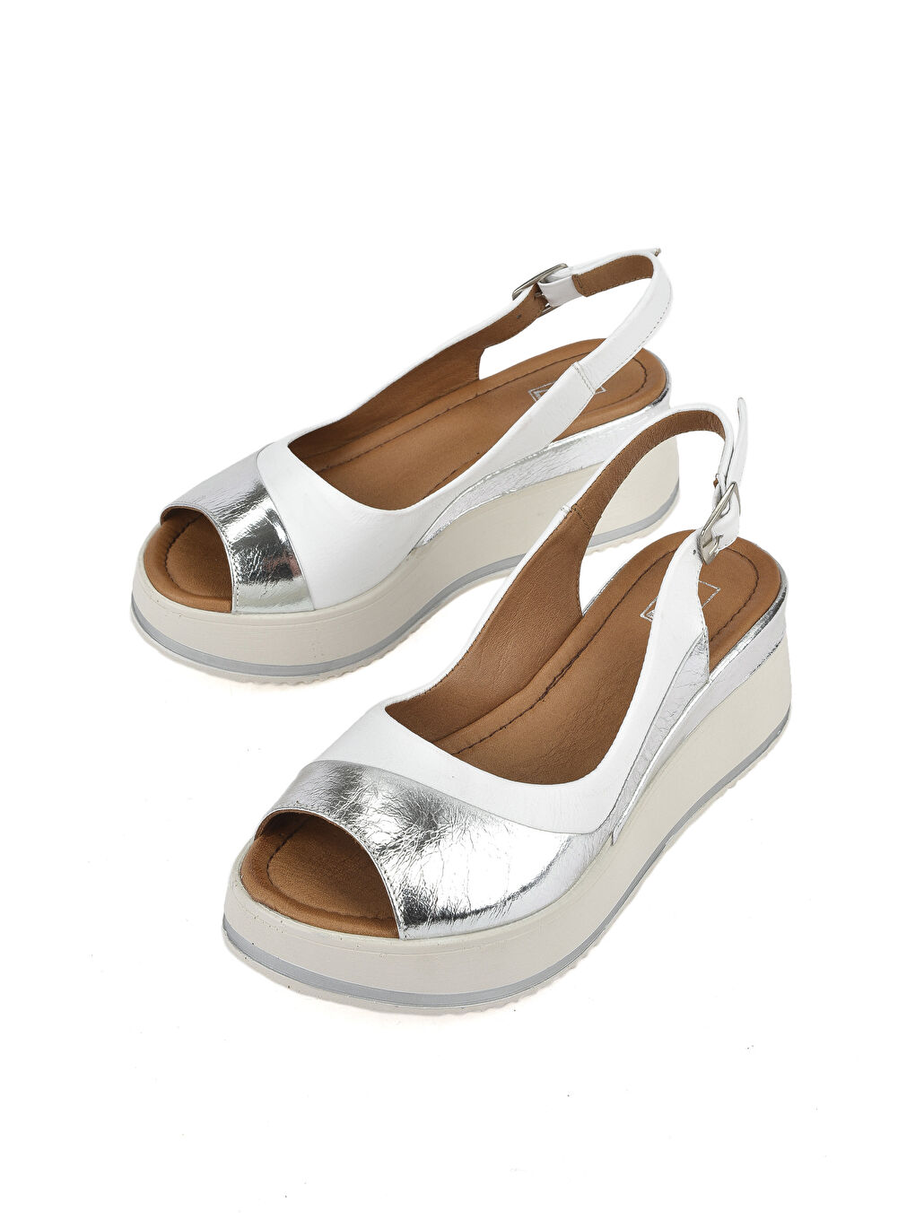 Kadın Hakiki Deri Dolgu Topuk Sandalet 151992Z50020 Beyaz-4