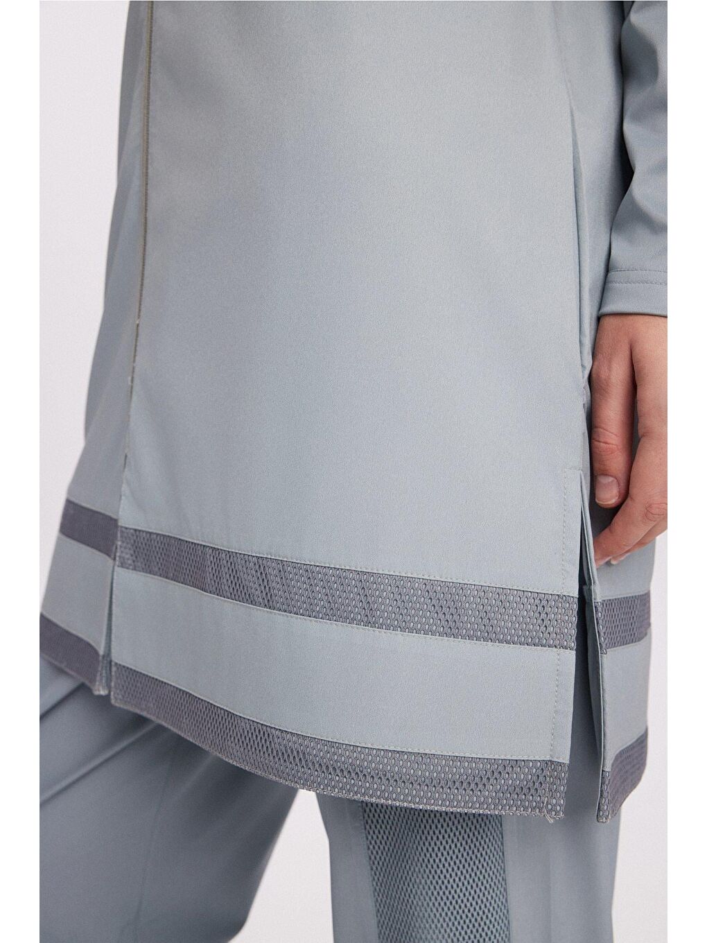 Turkuaz File Detaylı Açık Mavi 5 Parça Tam Tesettür Mayo Takımı 2853-5