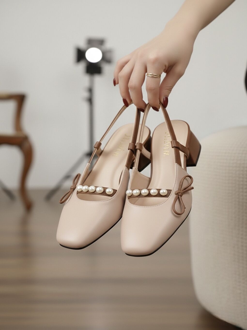 Kadın Veran Bej Fiyonk Detaylı Klasik Topuklu Ayakkabı-1