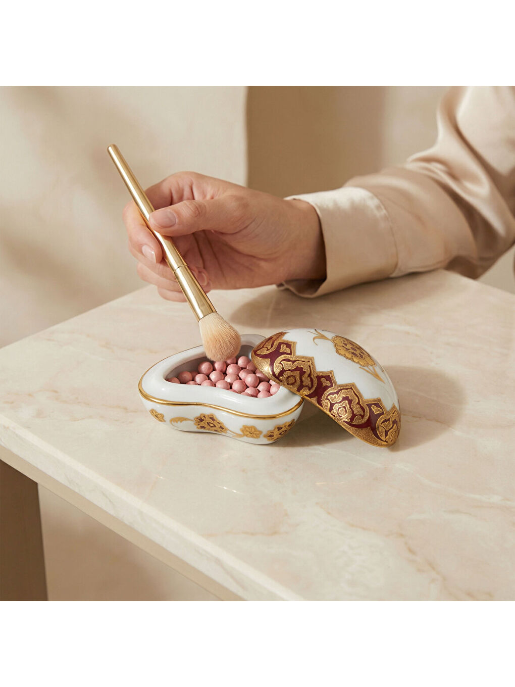 Ekru Kalp Şekilli El Dekoru Porselen Dekoratif Porselen Kutu 5 Cm-4