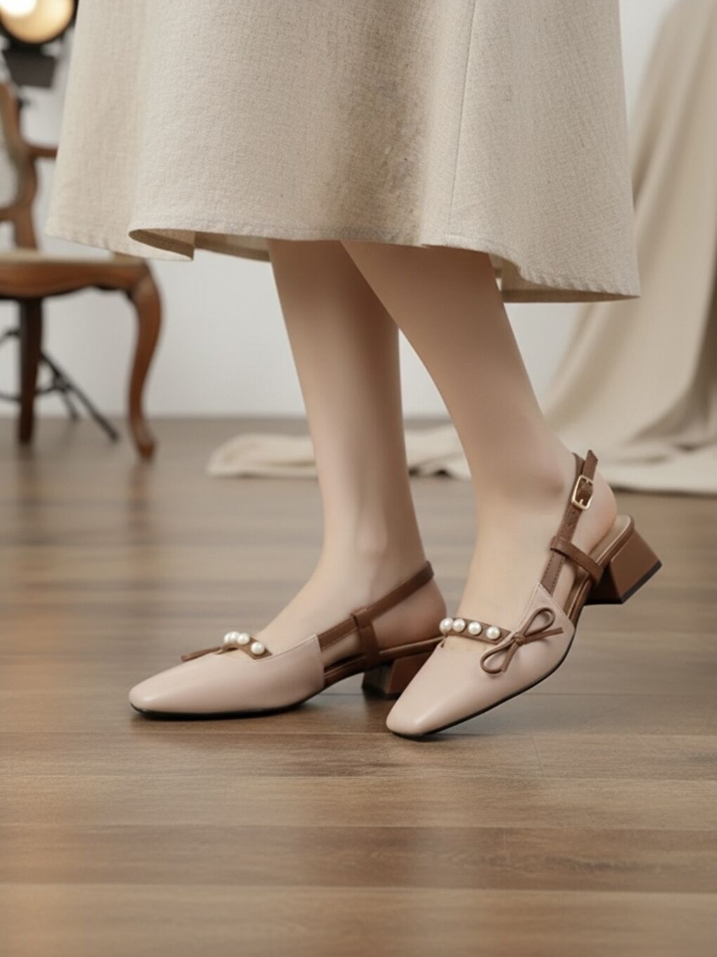 Kadın Veran Bej Fiyonk Detaylı Klasik Topuklu Ayakkabı-2