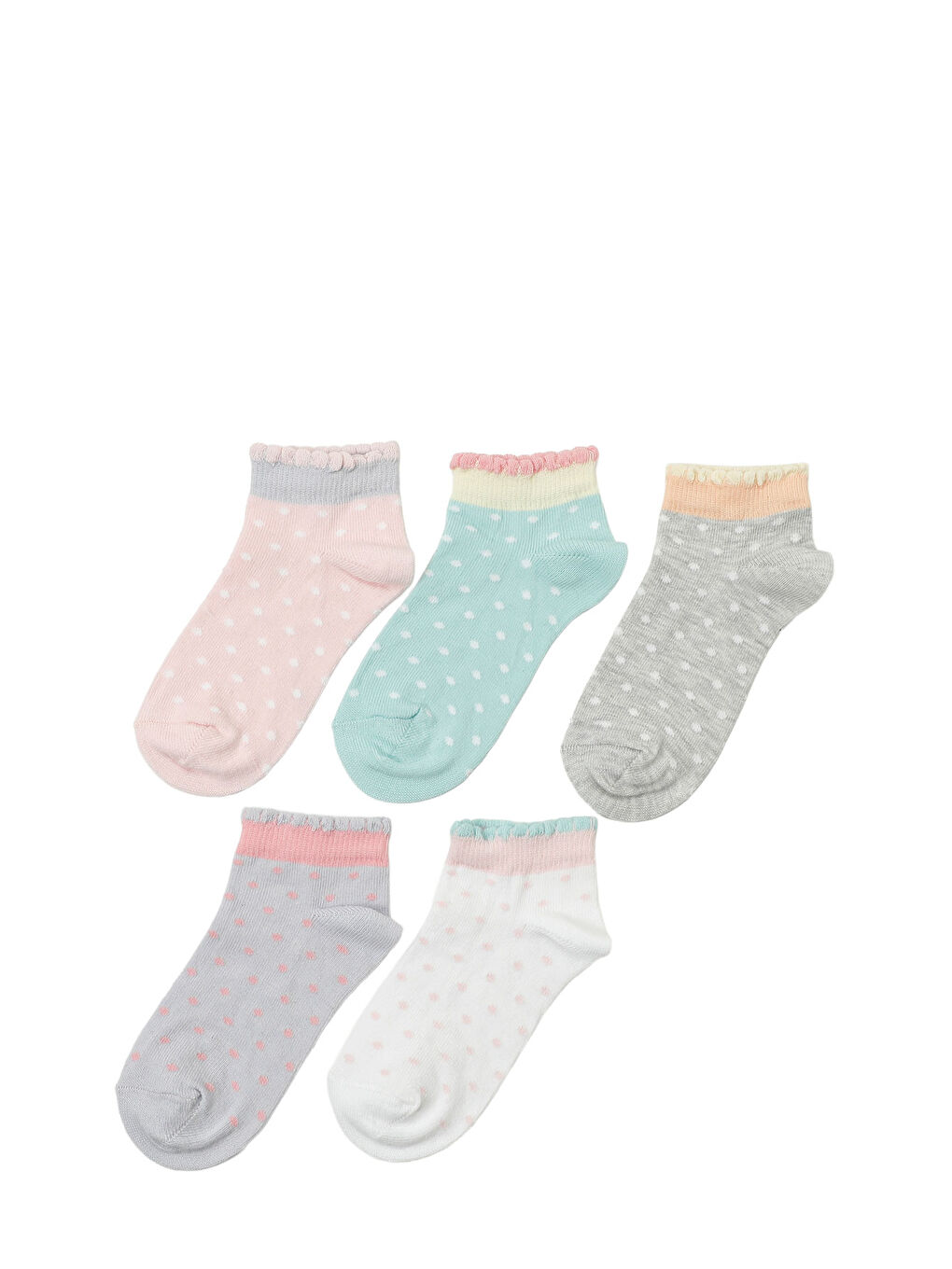 Karışık MIN PUAN 5 LI PTK-G 5PR Çok Renkli Kız Çocuk 5'li Patik Çorap