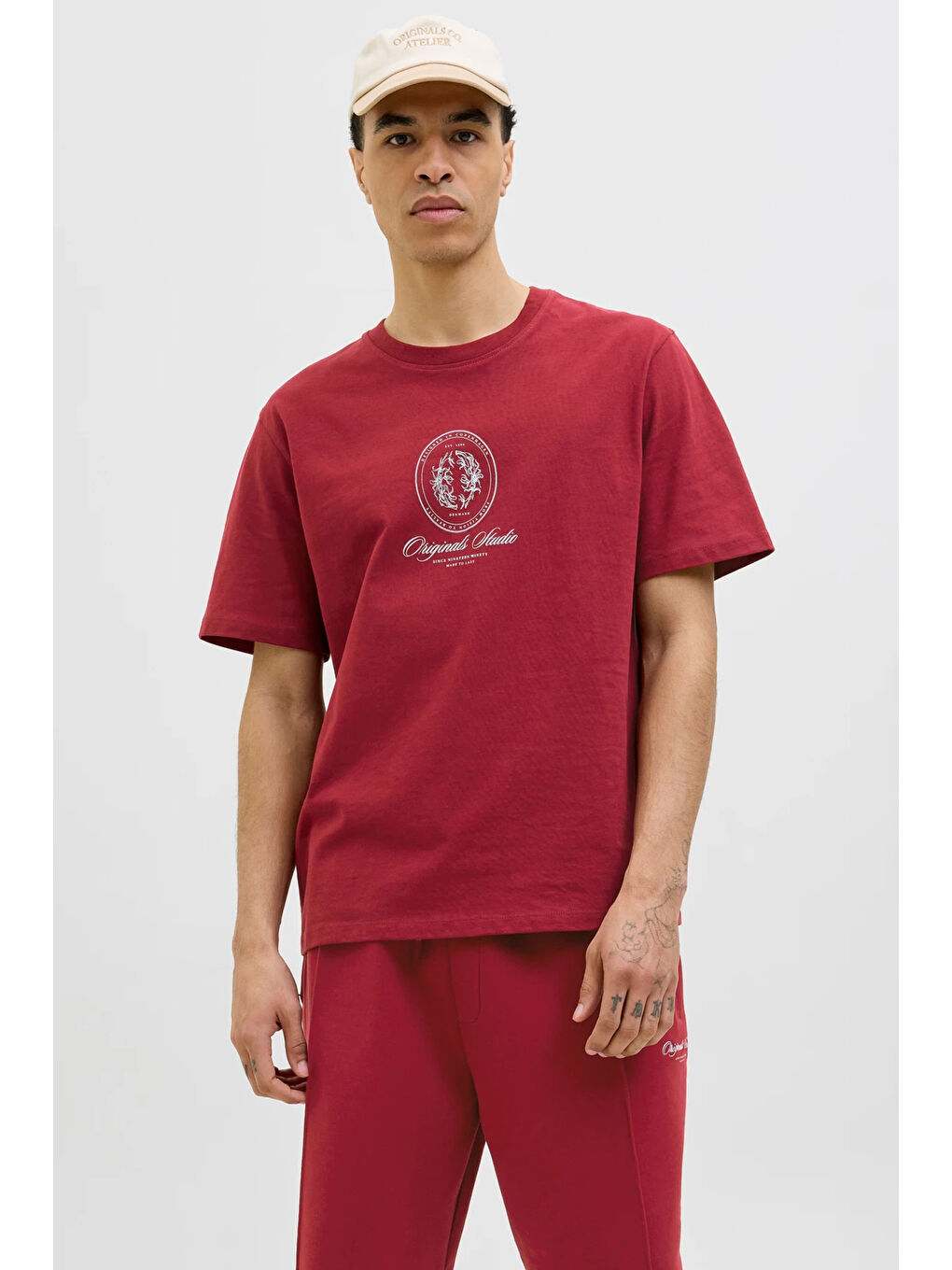 Bordo Originals Jordia Baskılı Pamuklu Relaxed Fit Bisiklet Yaka %100 Pamuk Tişört 12286609