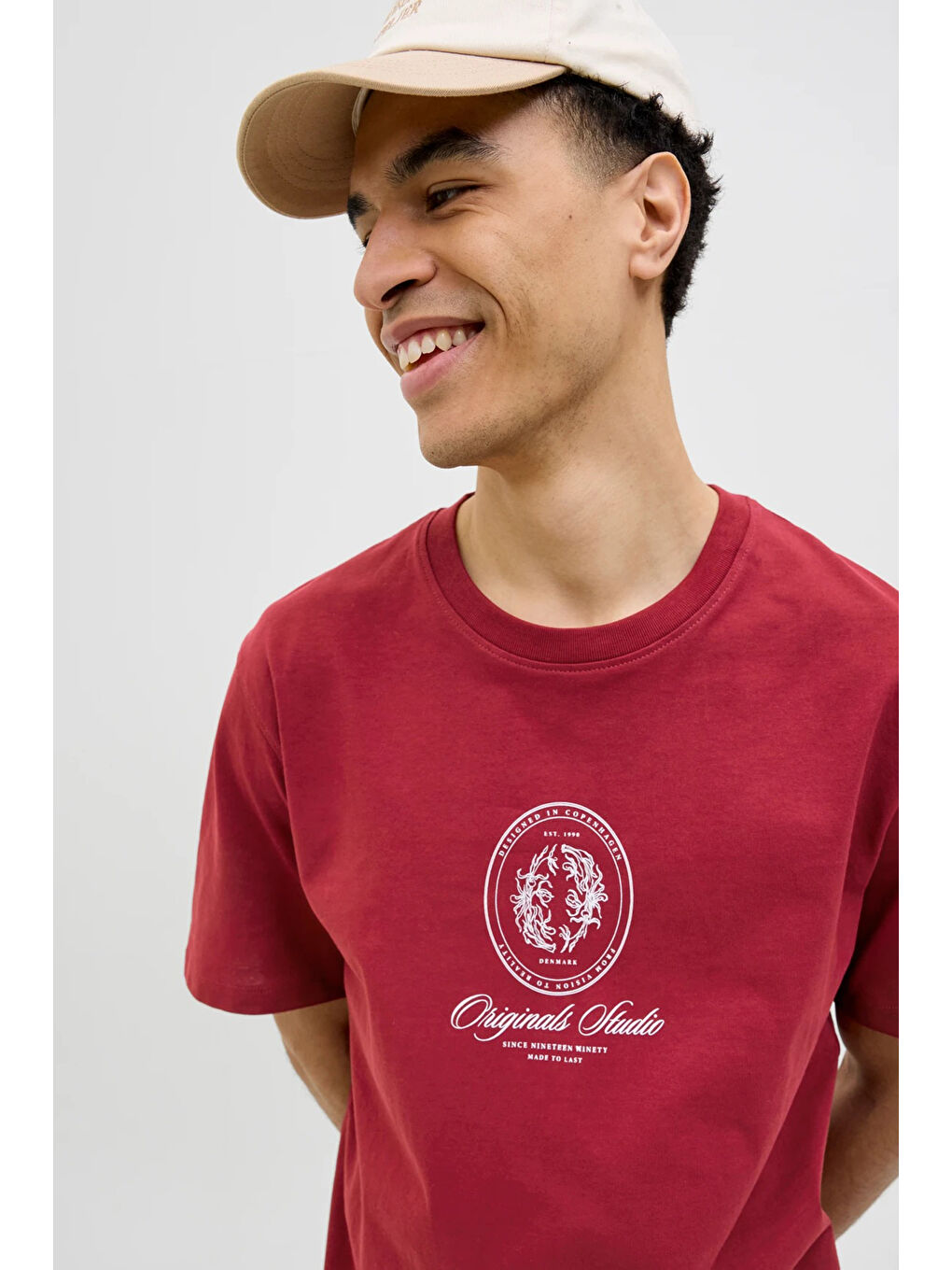 Bordo Originals Jordia Baskılı Pamuklu Relaxed Fit Bisiklet Yaka %100 Pamuk Tişört 12286609-4