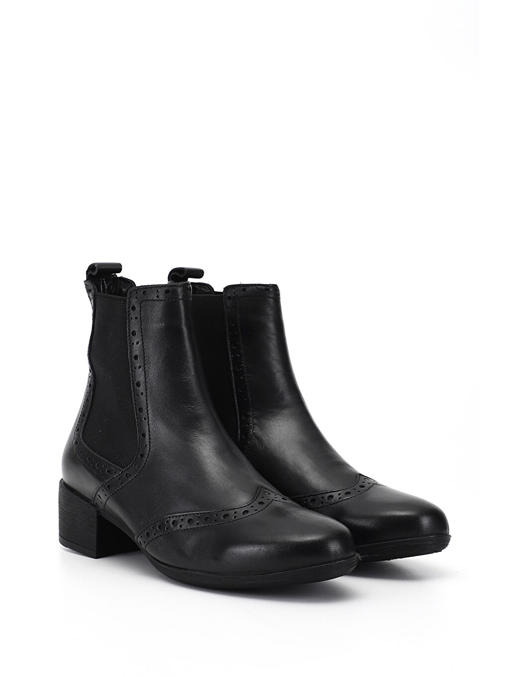 Siyah Kadın SİYAH Kalın Topuklu Hakiki Deri Chelsea Bot-2