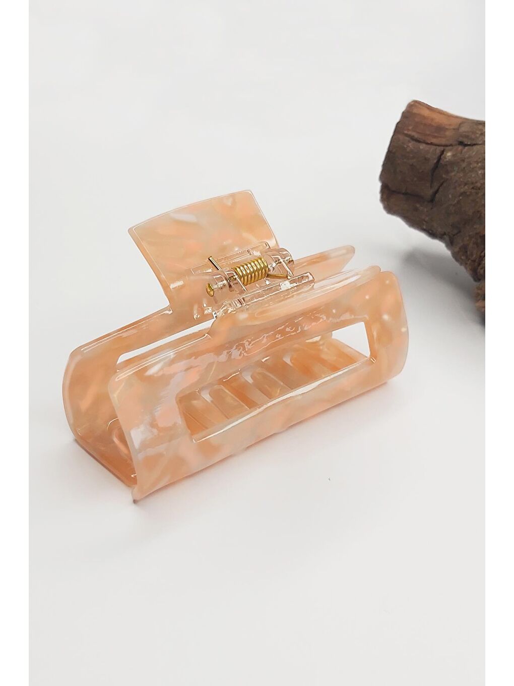 Pembe Dikdörtgen Orta Boy Lüks Akrilik Mandal Toka