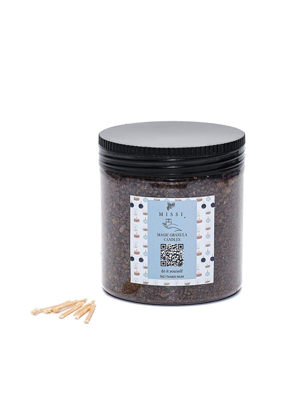 Black Vanilya Kokulu Siyah Yaratıcı İnci Tozu Mum (30 adet fitil ile birlikte)-250 gr-1