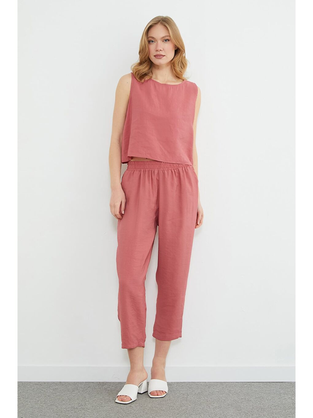 Pembe Basic Beli Lastikli Salaş 2 Li Takım-1