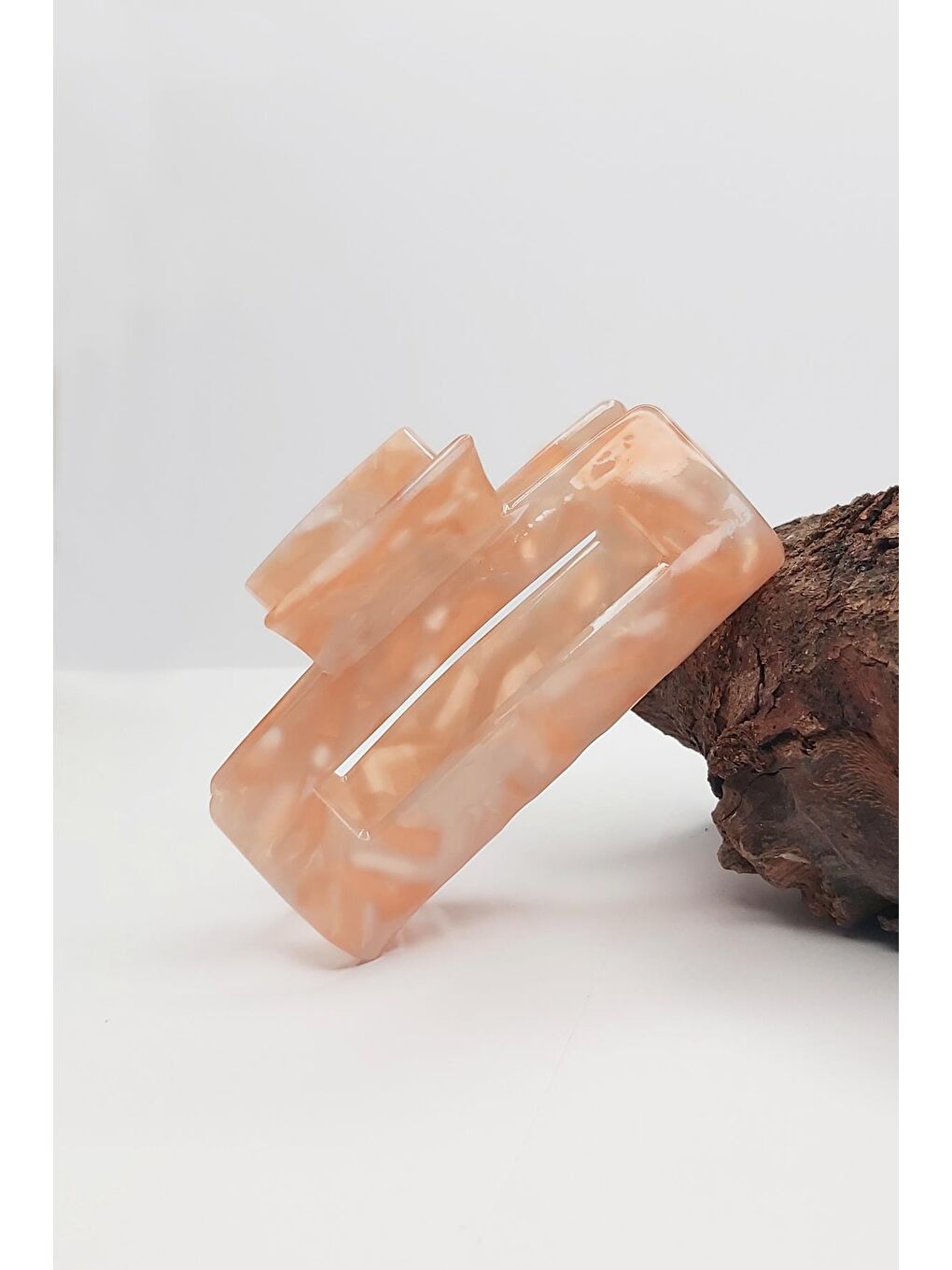 Pembe Dikdörtgen Orta Boy Lüks Akrilik Mandal Toka-1