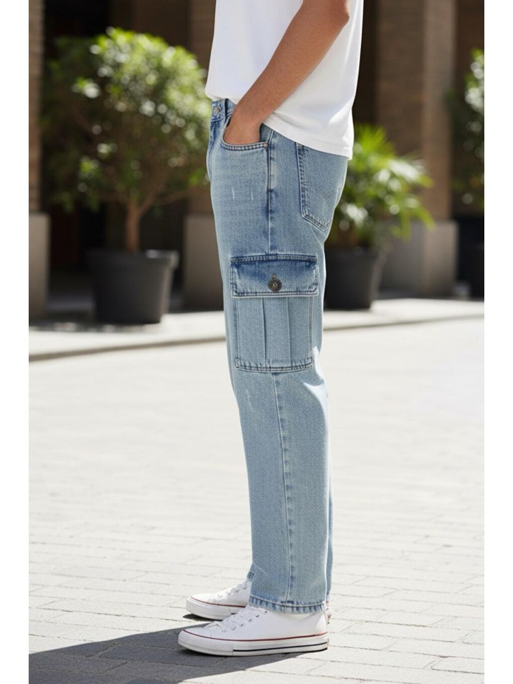 Mavi Prf 011 Yıpratmalı Komando Baggy Fit Jean Kargo Pantolon