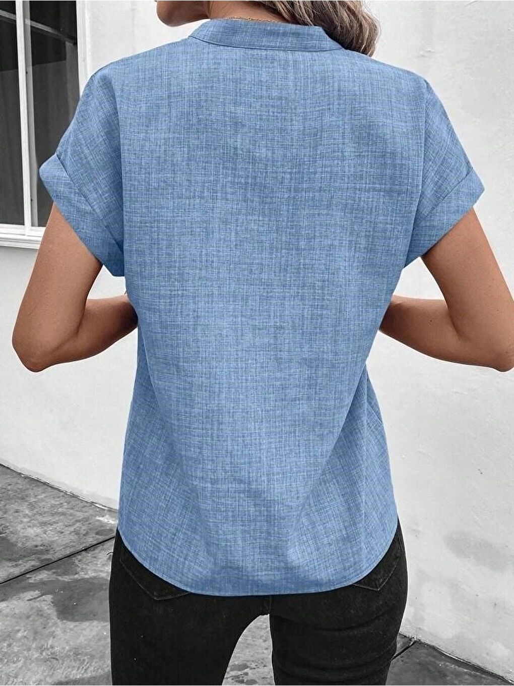 Mavi Kadın Kısa Kollu Hakim Yaka Sofya Bluz-2