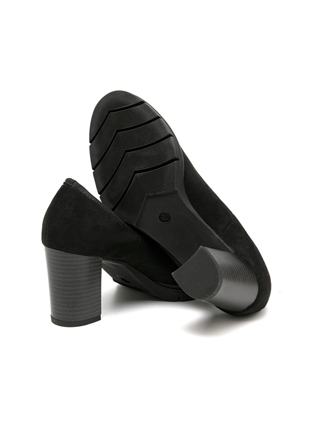 Siyah Kadın Topuklu / Stiletto 483700 3700 Camoscio Nero-4