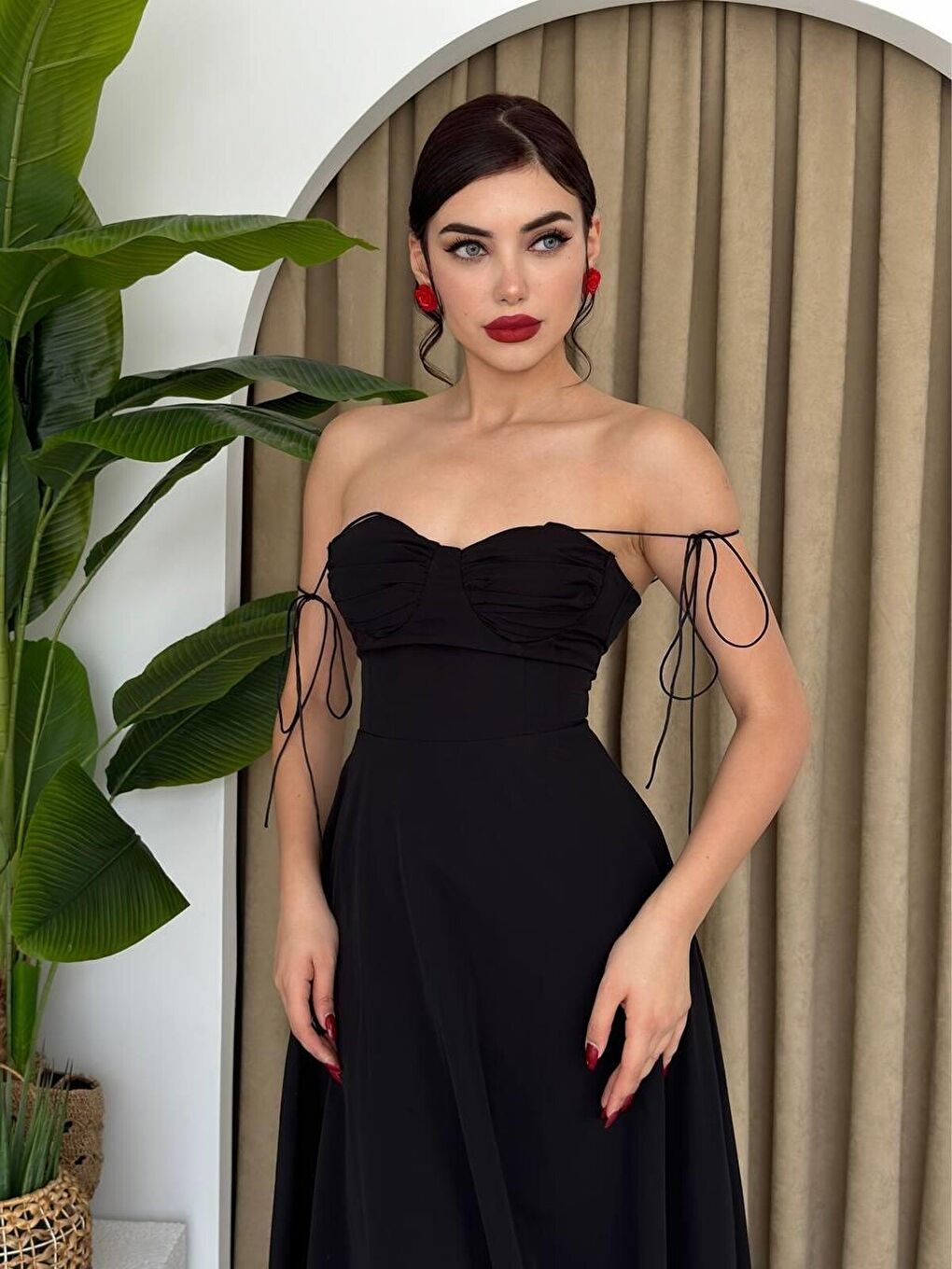 Siyah Elia İp Askılı Elbise-2