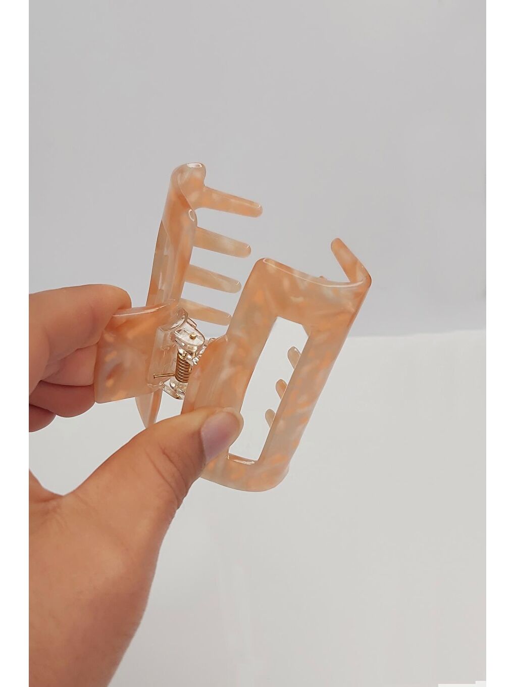 Pembe Dikdörtgen Orta Boy Lüks Akrilik Mandal Toka-3