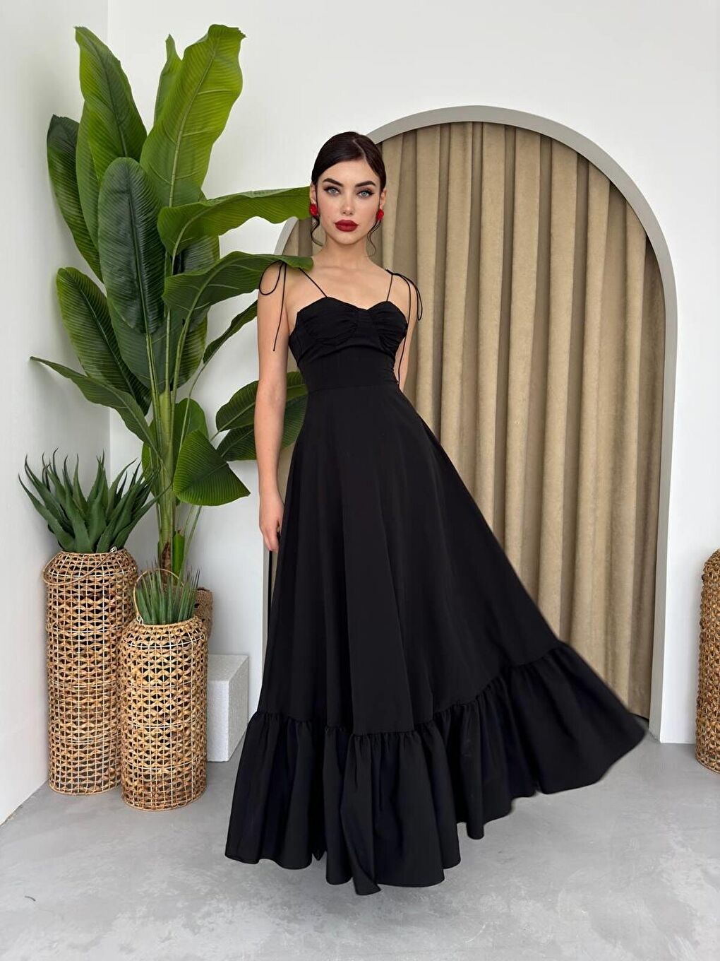 Siyah Elia İp Askılı Elbise-3