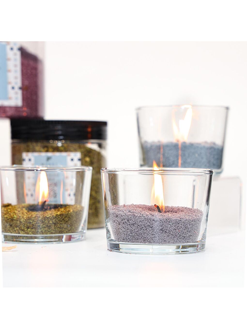 Oud Vanilya Kokulu Gri Yaratıcı İnci Tozu Mum (30 adet fitil ile birlikte)-250 gr-3