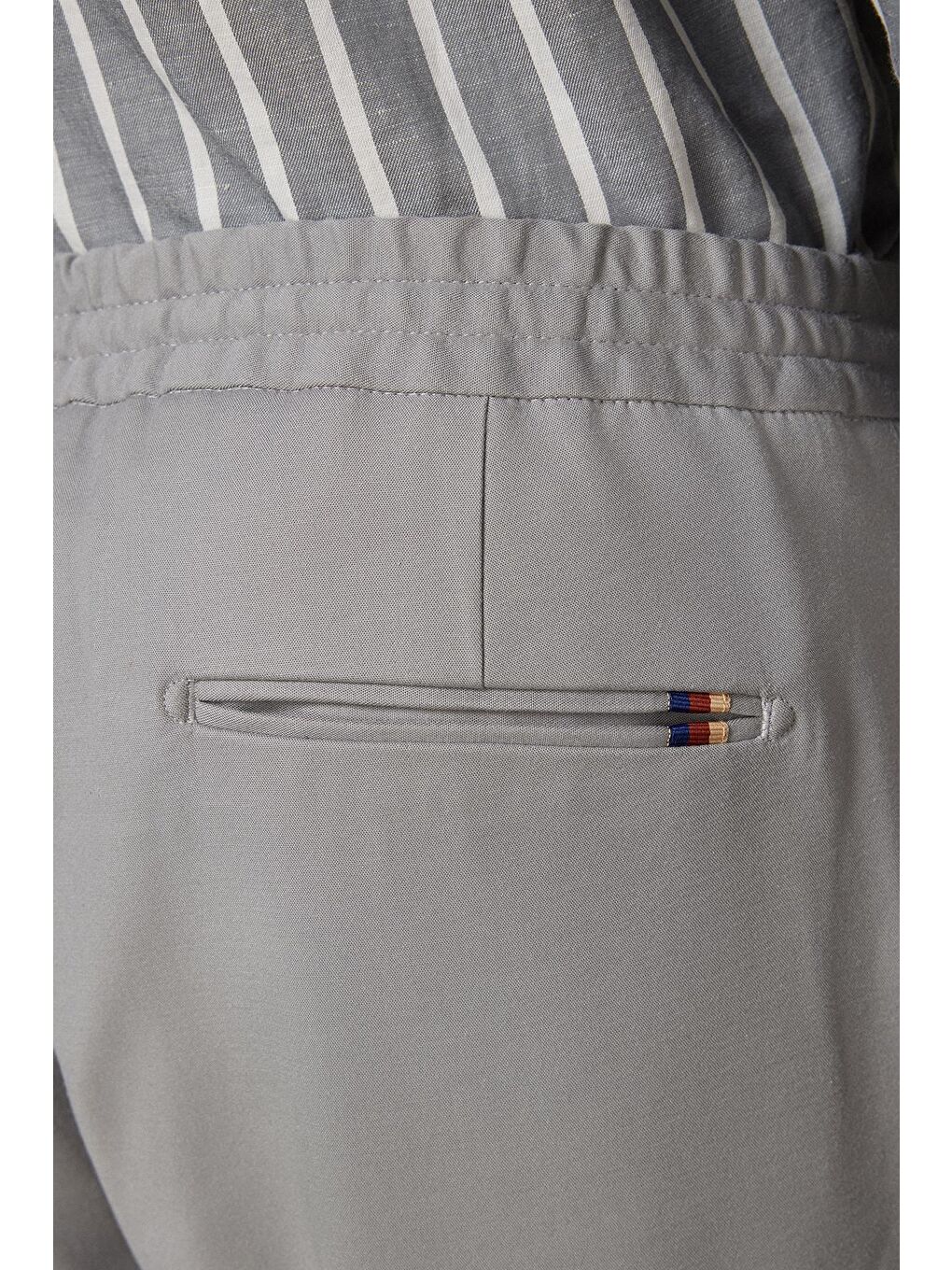 Soft Dokuma Pamuk Karışımlı Tailored Fit Gri Erkek Düz Pantolon-3