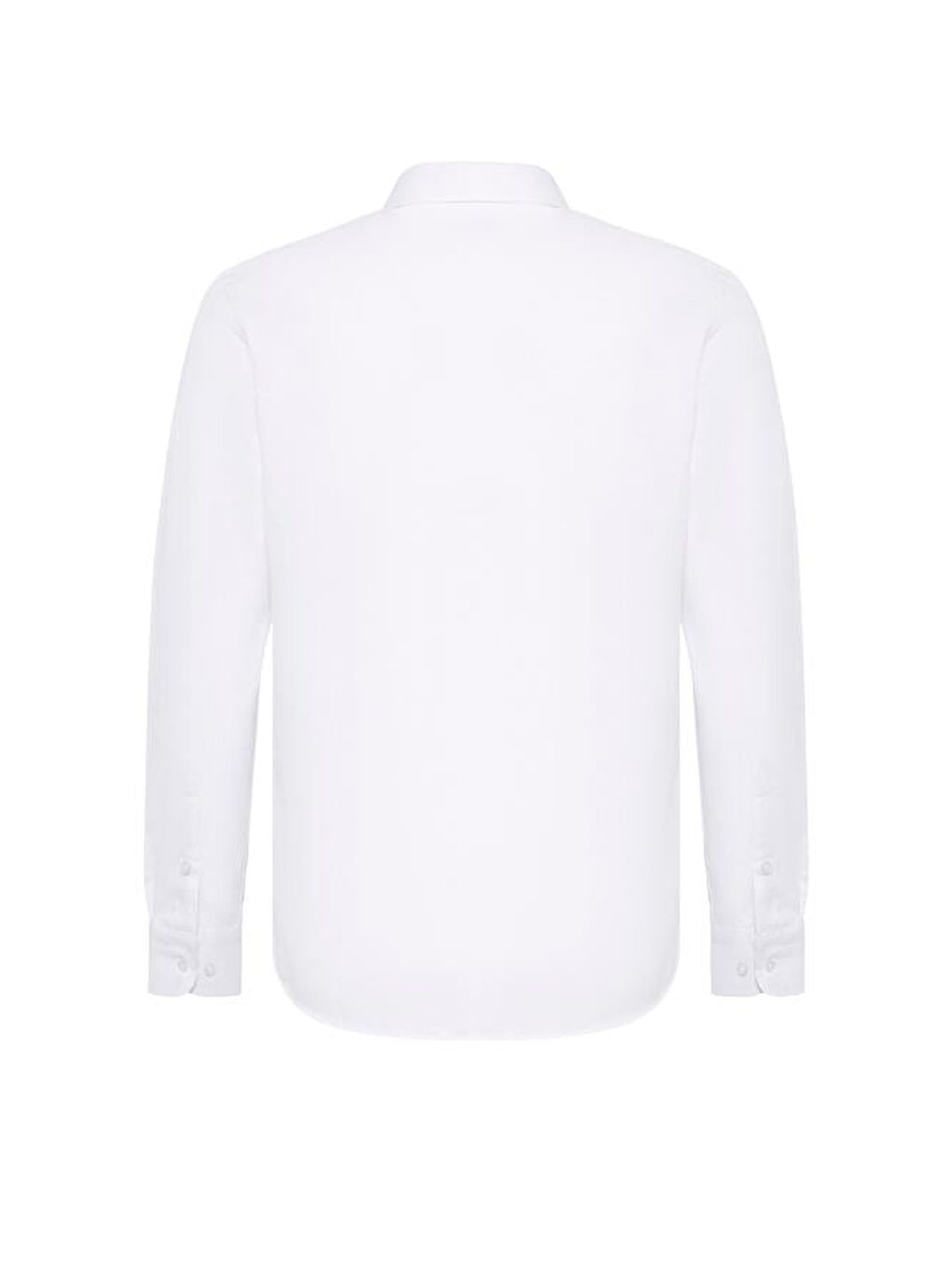 Beyaz Slim Düz Klasik Yaka Gömlek-3