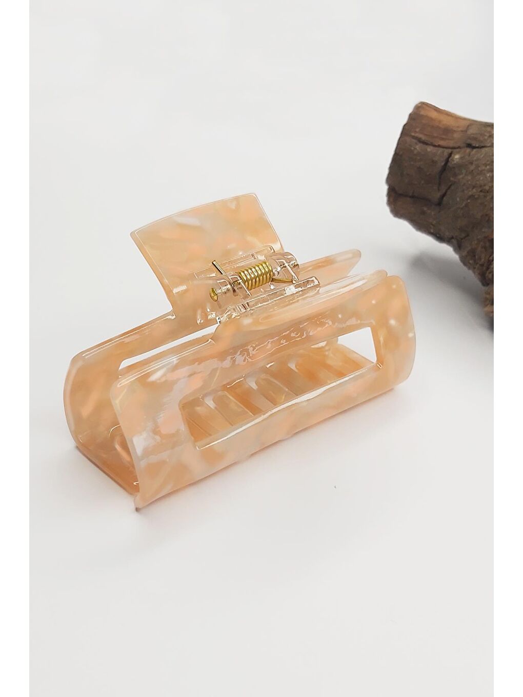 Pembe Dikdörtgen Orta Boy Lüks Akrilik Mandal Toka-5