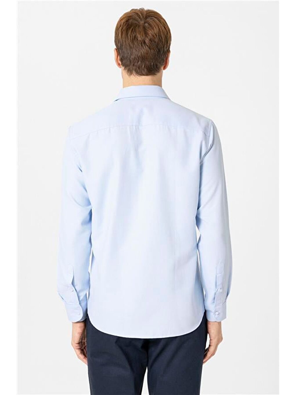 Buz Mavi Slim Desenli Klasik Yaka Gömlek-4