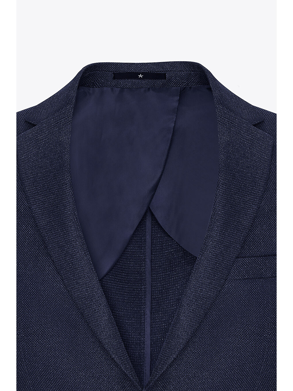 Erkek Lacivert Slim Fit Dar Kesim Mono Yaka Armürlü Ceket-7