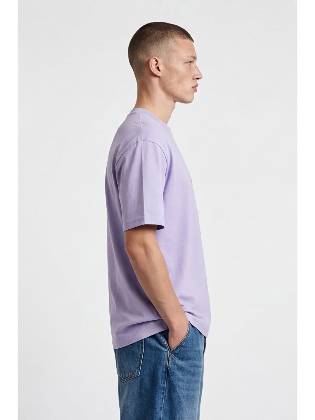 Giotelli Erkek Lila Geniş Kesim Oversize Fit Kısa Kollu Bisiklet Yaka Tişört-2