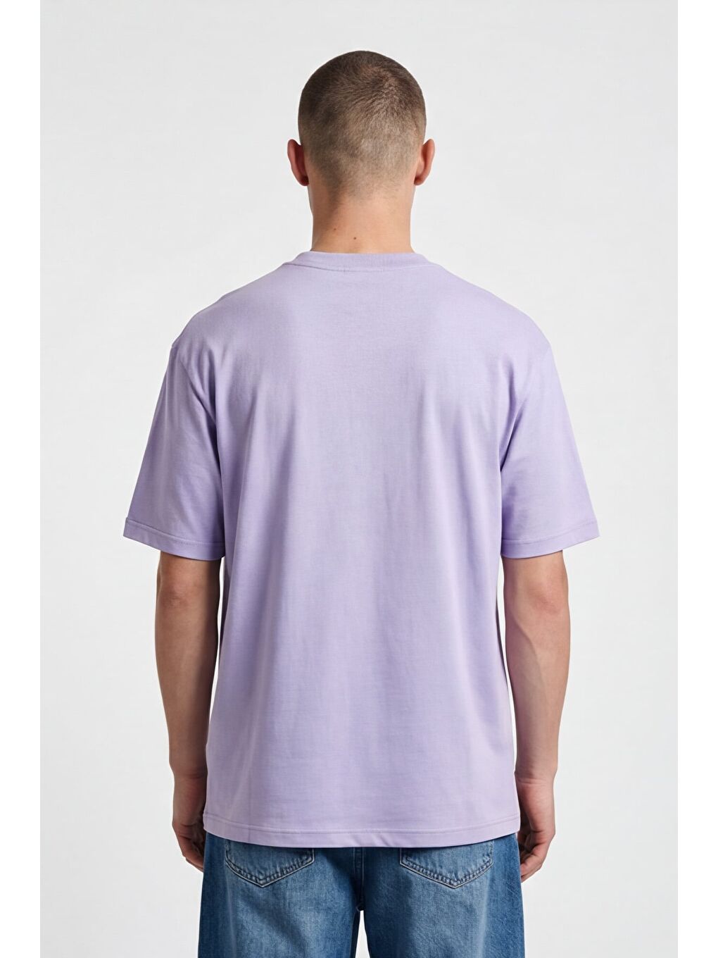 Giotelli Erkek Lila Geniş Kesim Oversize Fit Kısa Kollu Bisiklet Yaka Tişört-3