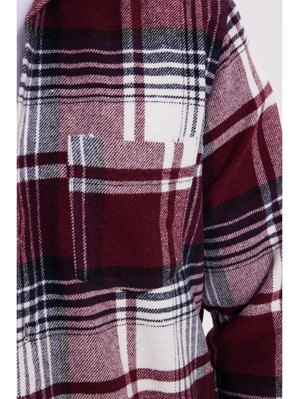 Bordo Erkek Regular Fit Rahat Kesim Kışlık Kareli Oduncu Gömlek-5