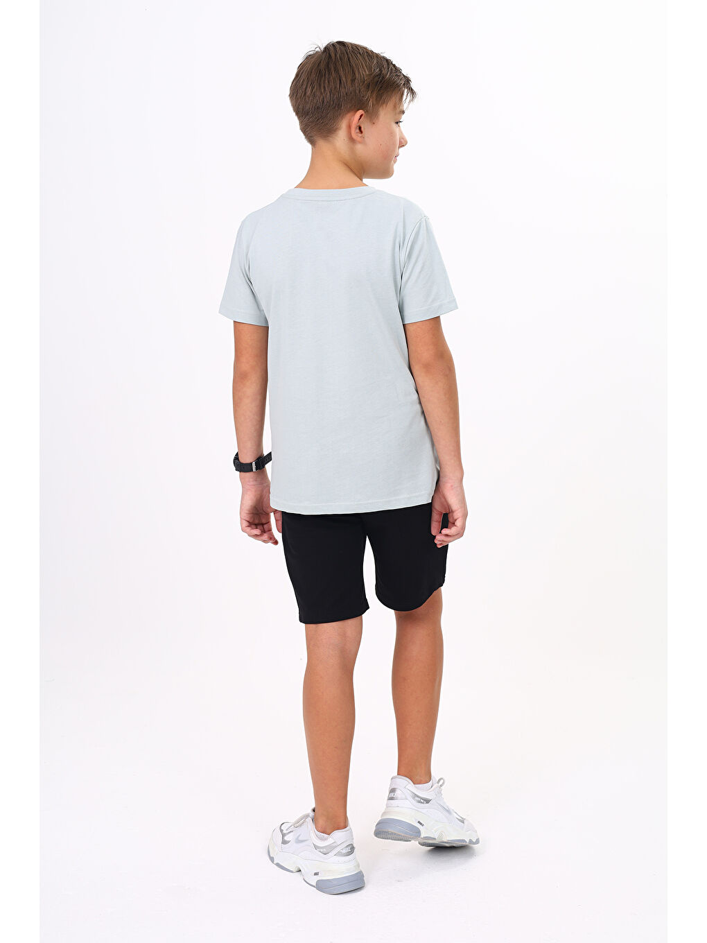 Gri Erkek Çocuk Baskılı Şortlu Takım-4