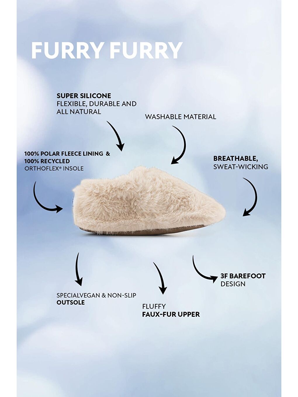 Furry Furry Kırık Beyaz Kürk Barefoot Patik (Hediye Seti)-1