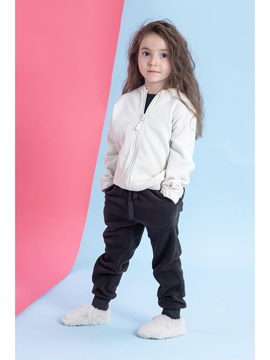 Furry Furry Kırık Beyaz Kürk Barefoot Patik (Hediye Seti)-3