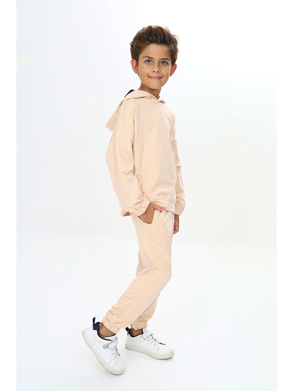 Bej Erkek Çocuk Arma Detaylı Eşofman Takımı-3
