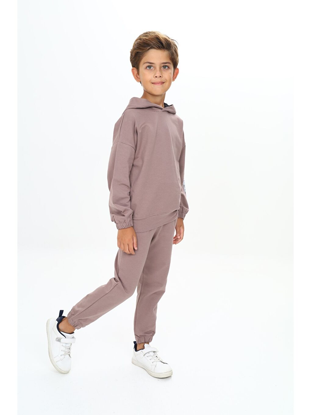 Kahverengi Erkek Çocuk Arma Detaylı Eşofman Takımı-3