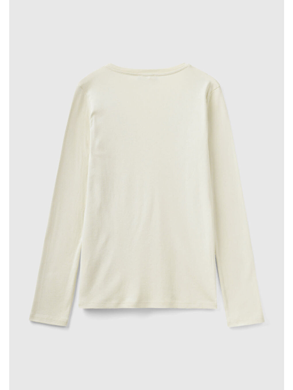 Kadın Bej Basic V Yaka Uzun Kollu Tişört-3