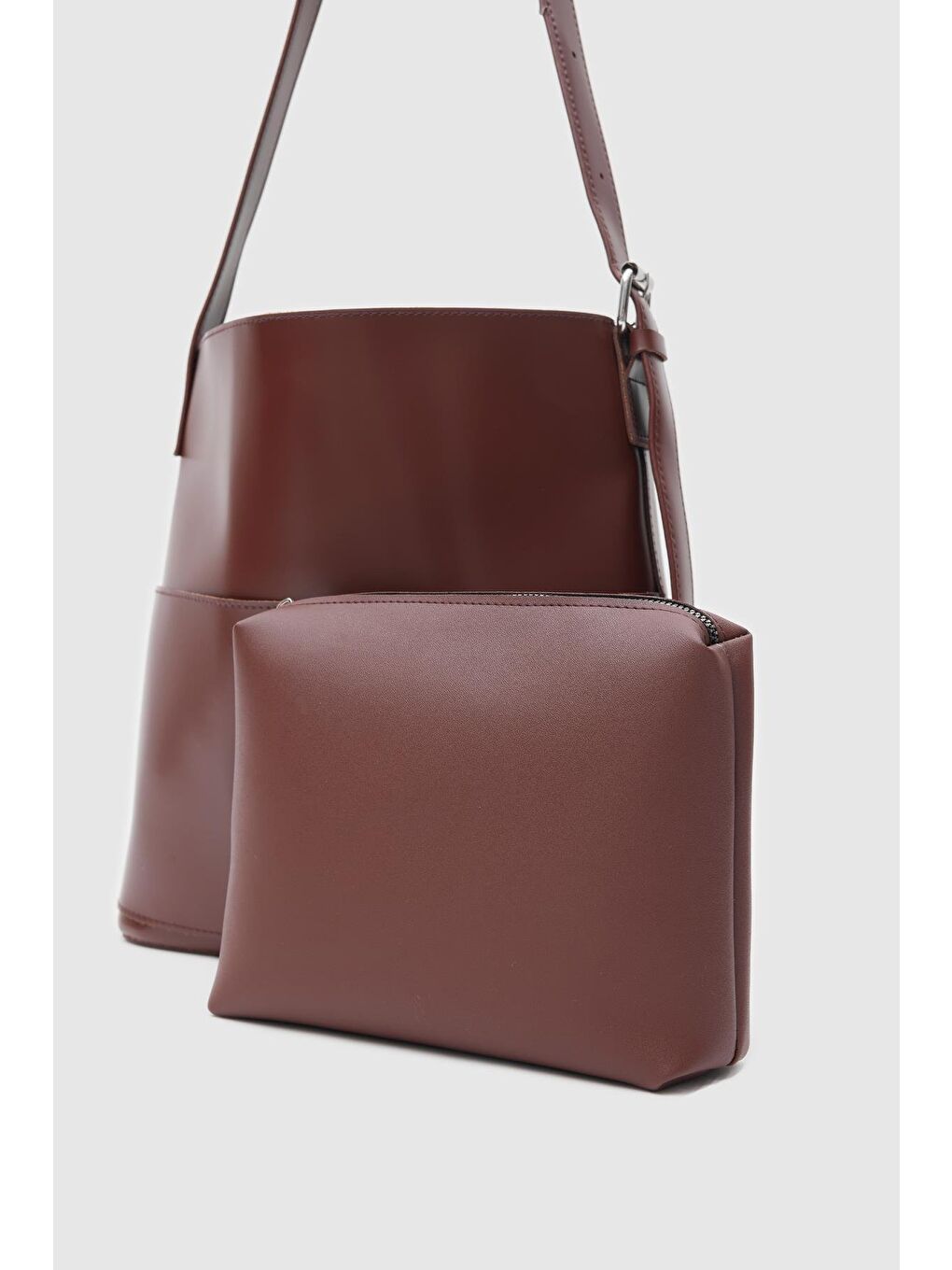 Kahverengi Enzo Omuz Çantası Fındık Kabuğu-5