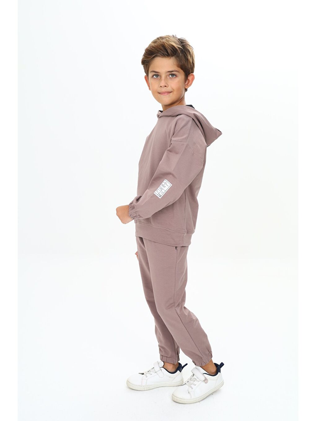 Kahverengi Erkek Çocuk Arma Detaylı Eşofman Takımı-6