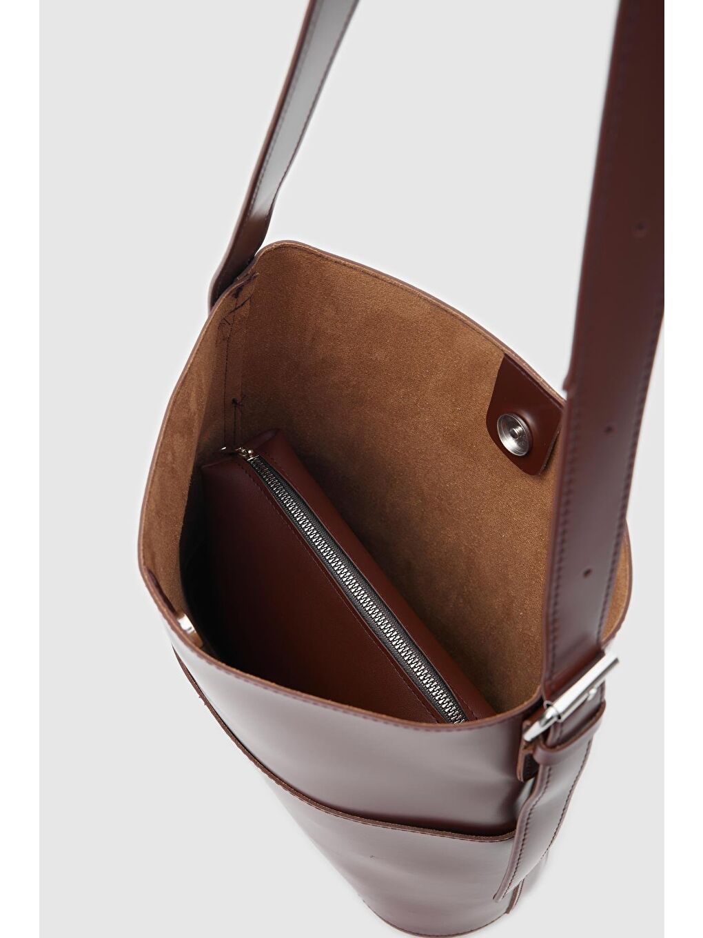 Kahverengi Enzo Omuz Çantası Fındık Kabuğu-6