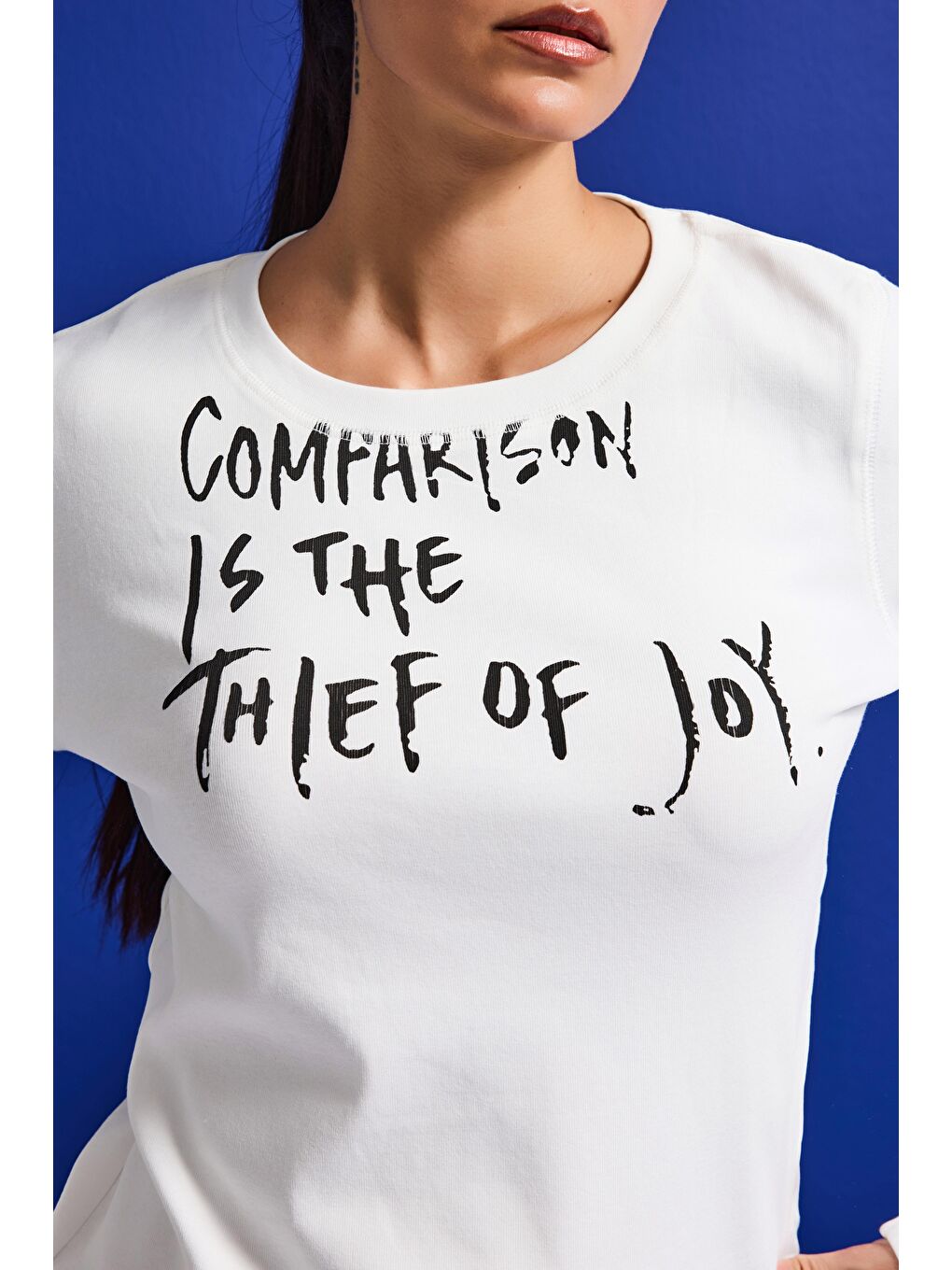 Kadın Beyaz w5 Yazı Baskılı %100 Pamuk Sweatshirt