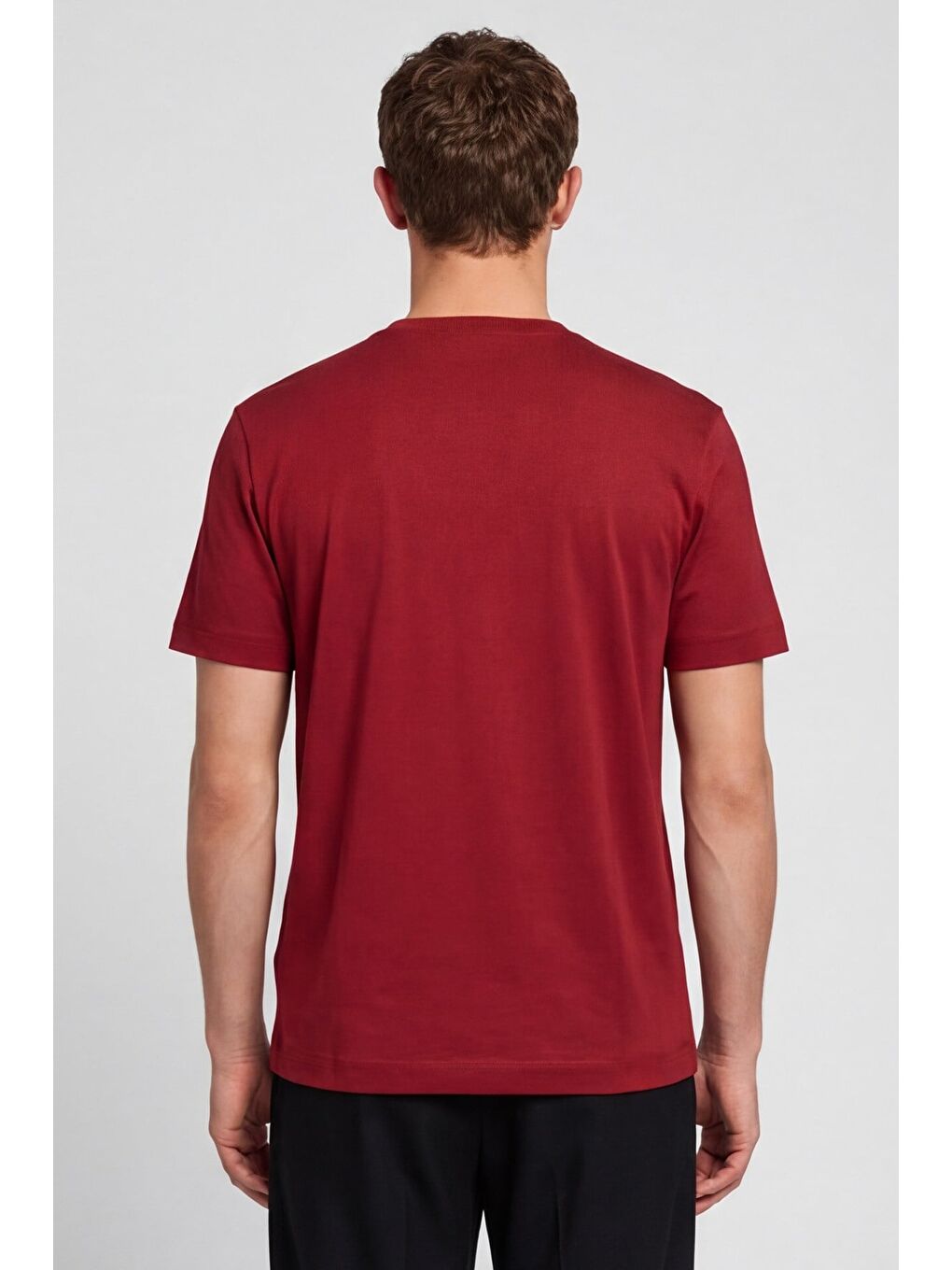 Erkek Kırmızı Normal Kesim Regular Fit %100 Pamuk Bisiklet Yaka Basic Tişört-3