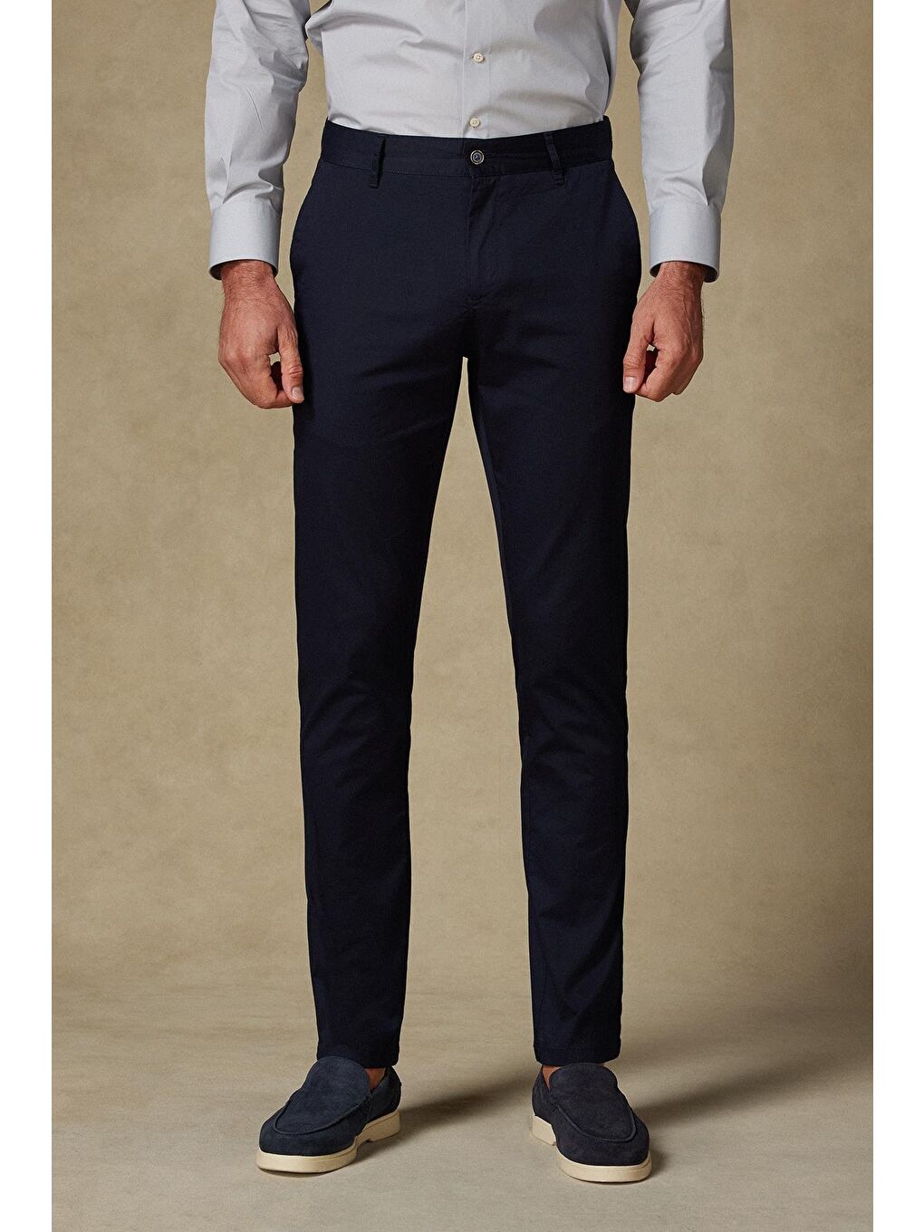 Chino Twill Pamuk Karışımlı Slim Fit Lacivert Erkek Düz Pantolon