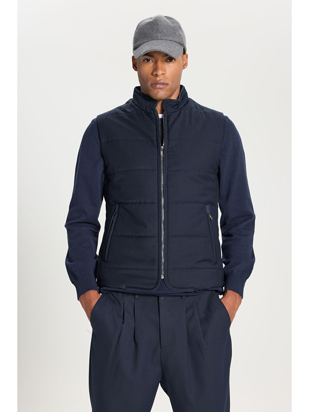 Erkek Lacivert Standart Fit Normal Kesim Yelek-2