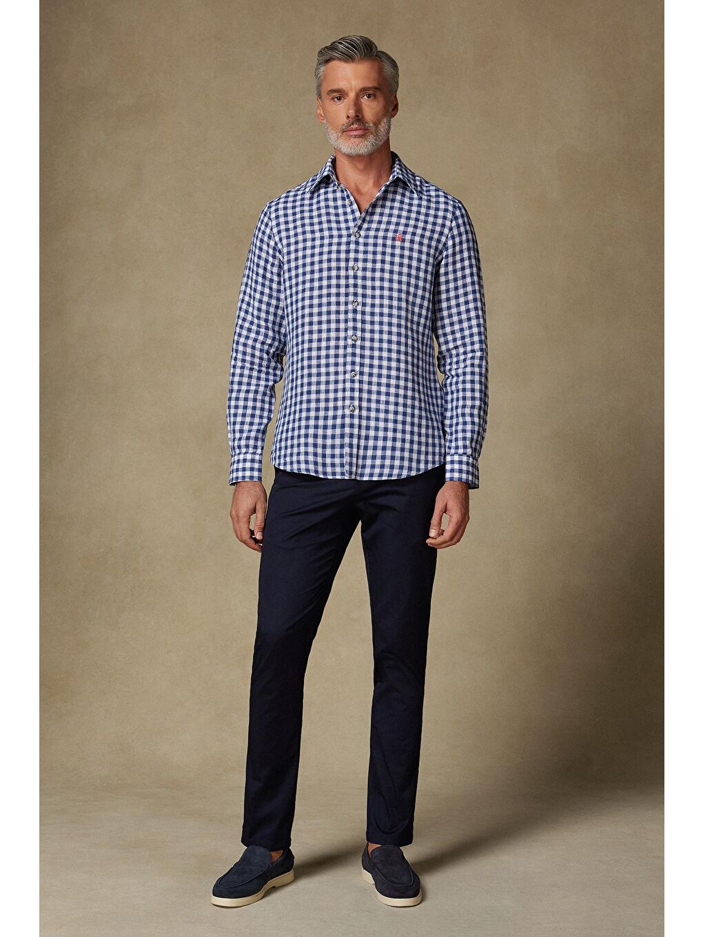 Chino Twill Pamuk Karışımlı Slim Fit Lacivert Erkek Düz Pantolon-1