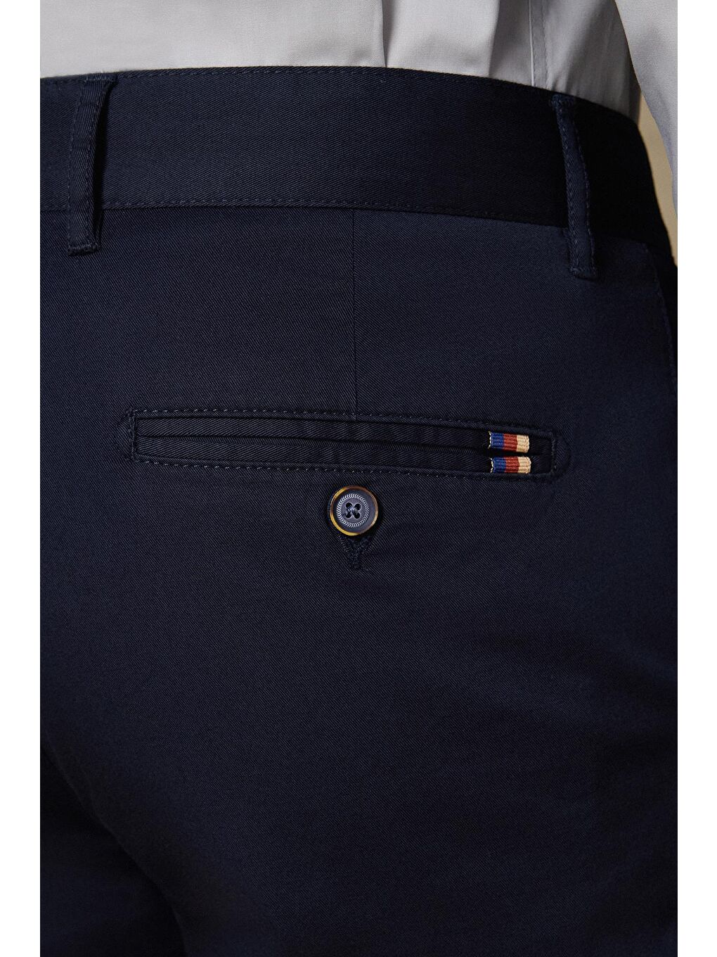 Chino Twill Pamuk Karışımlı Slim Fit Lacivert Erkek Düz Pantolon-3