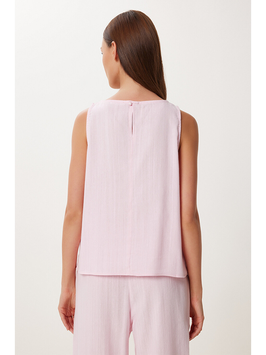 Pembe Keten Bluz Pantolon Takım ŞEKER PEMBE LMC0062-4