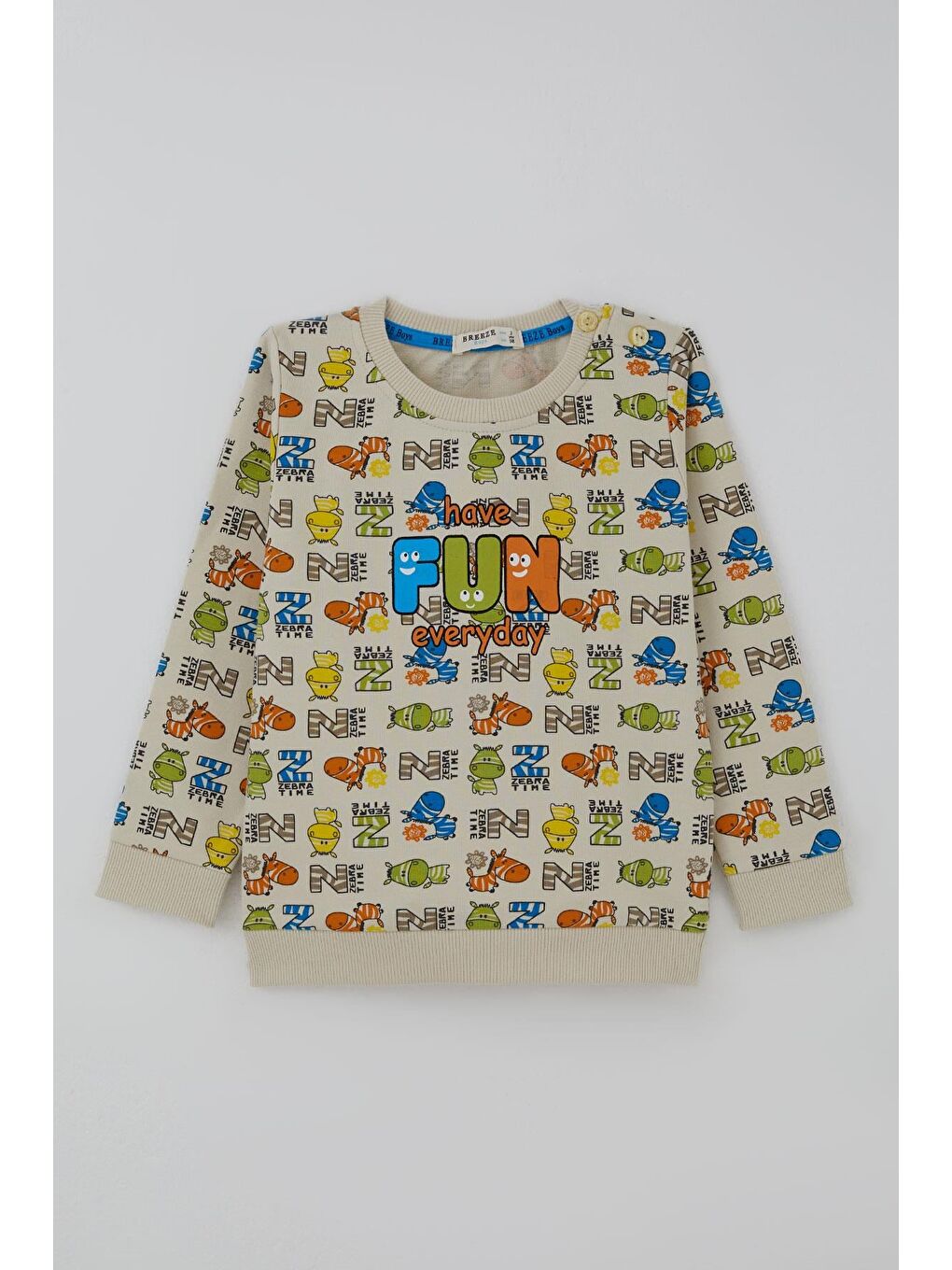 Bej Erkek Çocuk Eşofman Takımı Eğlence Temalı Zebra Macerası Taş (1.5-5 Yaş)-1